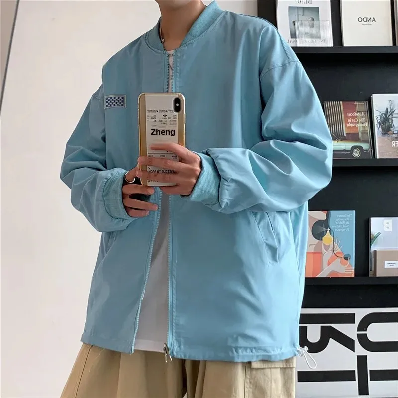 Мужская Двухсторонняя куртка в клетку повседневная американском стиле для весны