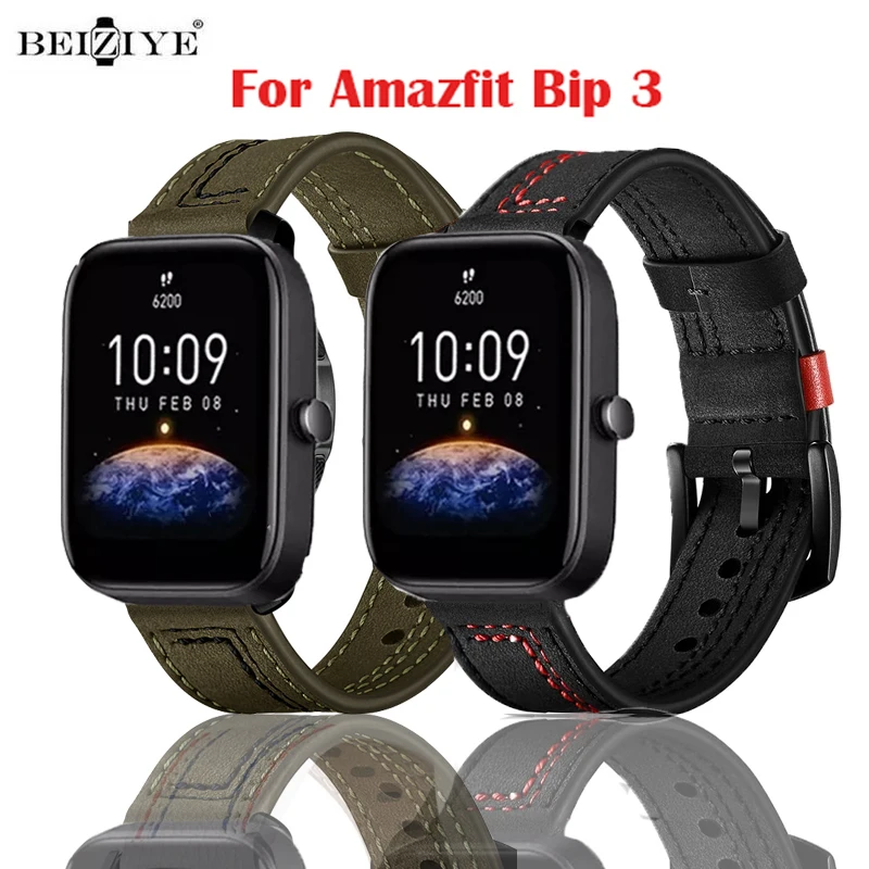 

Leather Watch Strap For Amazfit Bip 3 Metal Buckle Watchband Bracelet For Amazfit Bip 3 Quick Release Replacement Correa