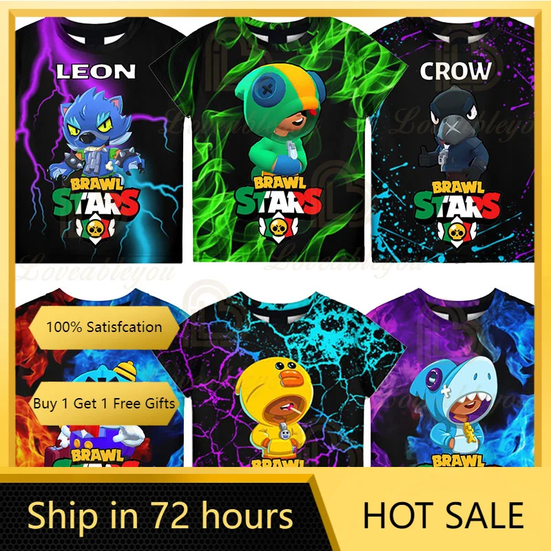

BUZZ Bravo Graphic T Shirts Children Anime Shirt Spike Leon Crow New Arrival Boys Girls Short Sleeve Summer Tops Kids Gifts