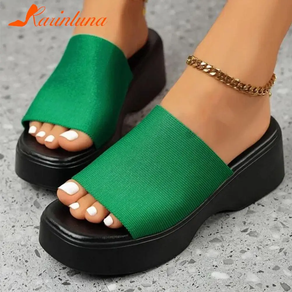 Wedge Heeled Women's Slippers 2023 European Style Comfy Walking  Beach Sandal Summer Outside Simply Lady Slippers Plus Size 43