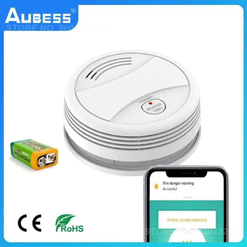 

Wireless Remote Standalone Sensor Pressing App Notification Fire Alarm Home Security System Red Led Flash Tuya Smoke Detector