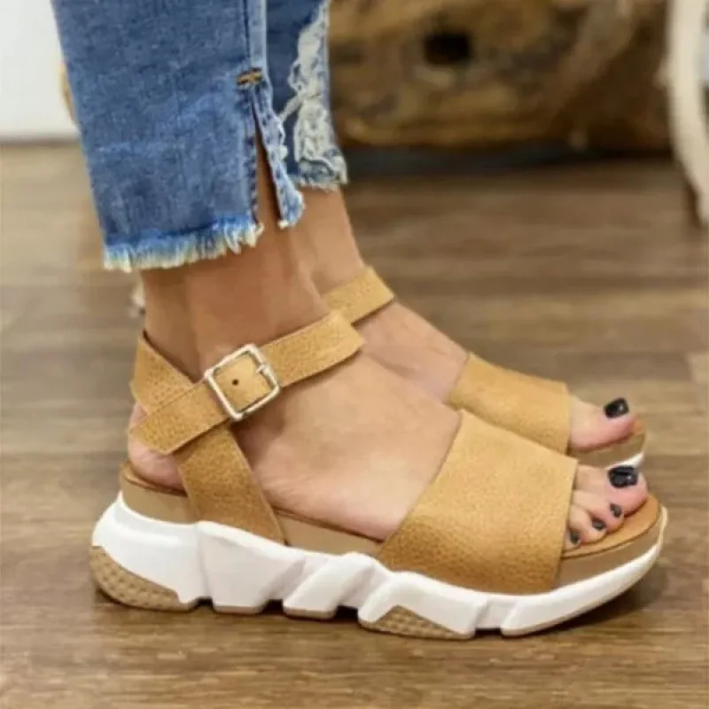Women's Sandals Summer 2022 New Fashion Retro Wedges Platform Shoes Ladies Buckle Strap Casual Plus Size Rome Sandals Female
