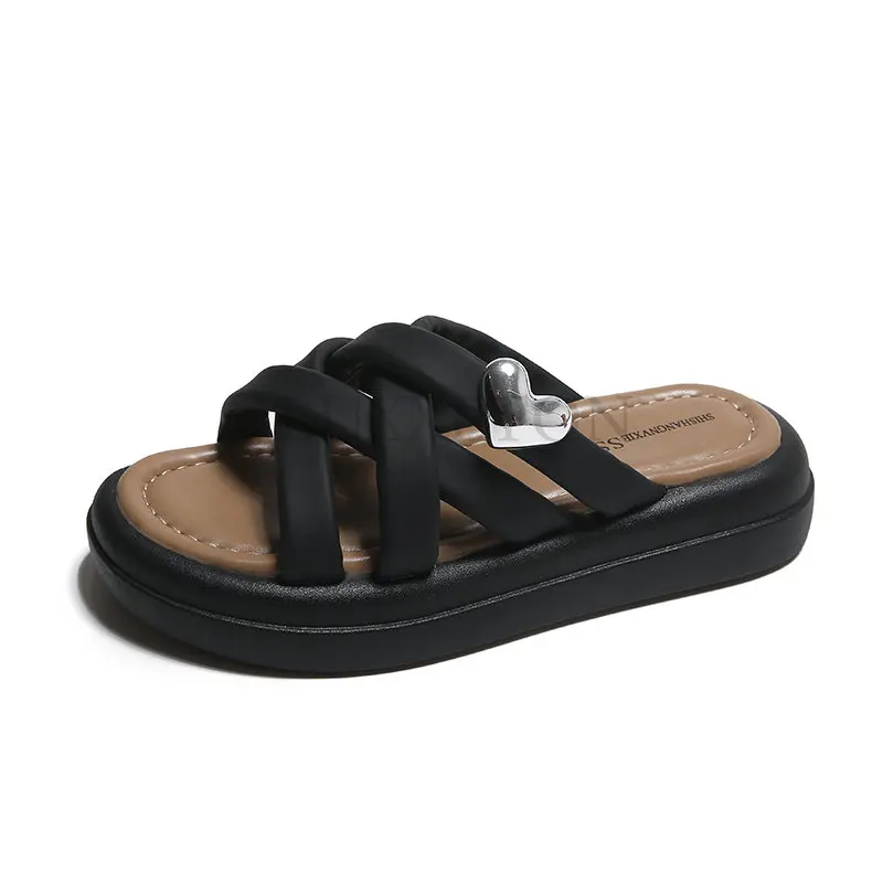 

Пляжная обувь, женские шлепанцы, уличные шлепанцы на средней платформе, роскошная дизайнерская Модная хлопковая ткань, основа под макияж