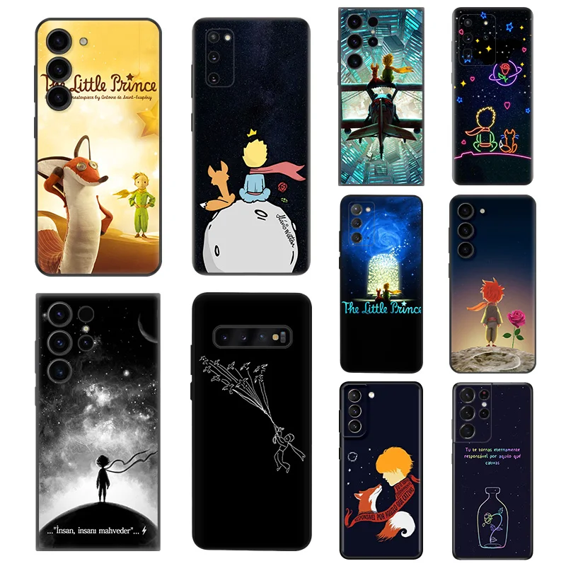 

Мультяшные Силиконовые черные телефонные чехлы Little Prince для Samsung Galaxy S23 Ultra S22 S21 S20 FE Plus Note 20 10 9 8 S10, чехол