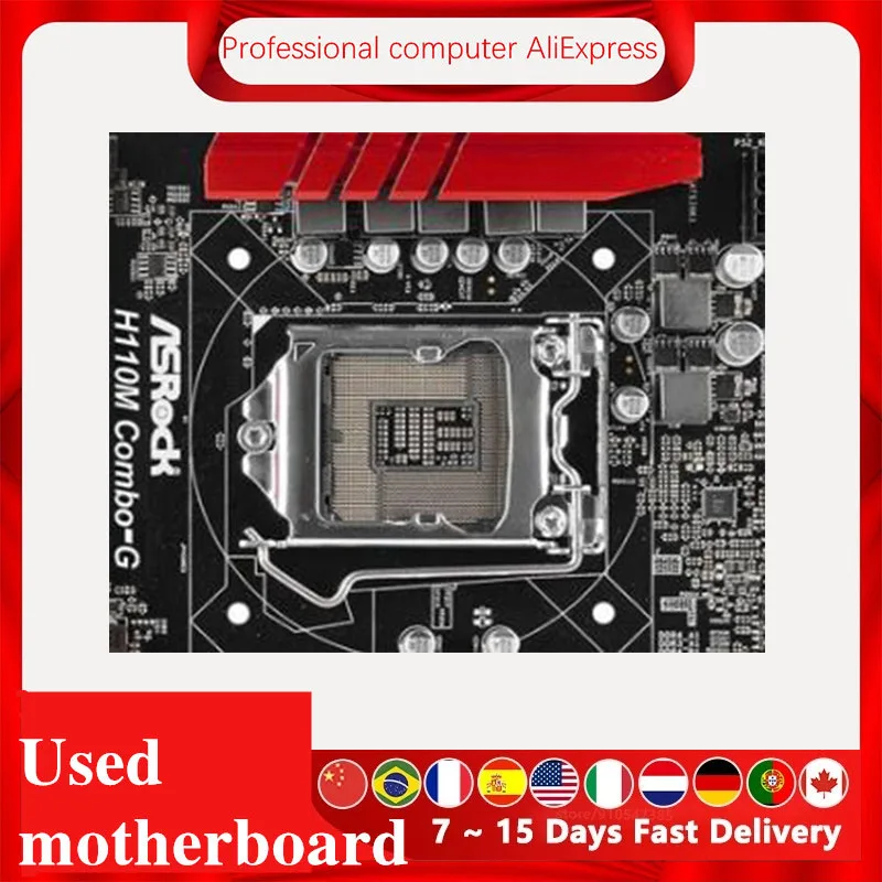 Для ASRock H110M Combo-G Оригинальная б/у Материнская плата Intel H110 DDR4 DDR3 LGA 1151 USB3.0 SATA3 -