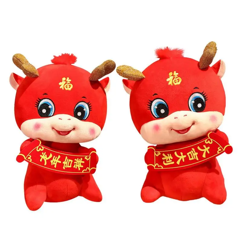 

New Year Chinese Zodiac Dragon Plush Toy Cute Stuffed Red Dragon Mascot Plushies Doll 2024 Spring Festival New Years Decor