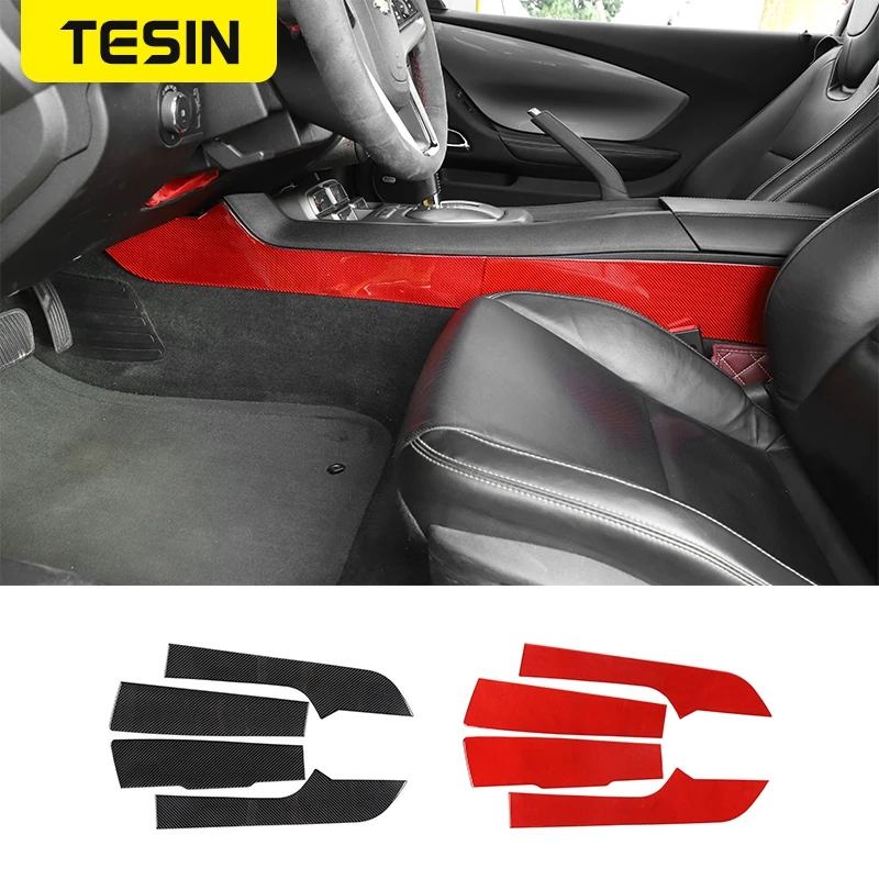 

TESIN Gear Shift Panel Decoration Cover Stickers For Chevrolet Camaro 2012 2013 2014 2015 Soft Carbon Fiber Car Accessories