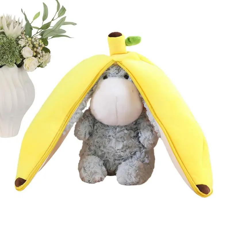 

Donkey Stuffed Animal Children Banana Animal Accompany Plushies Fruit Donkey Toy For Hugging Relaxing Boys & Girls Plush Throw