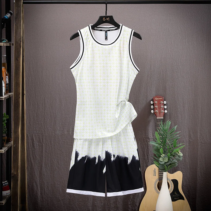 Летний мужской комплект из двух предметов жилет без рукавов и брюки повседневный