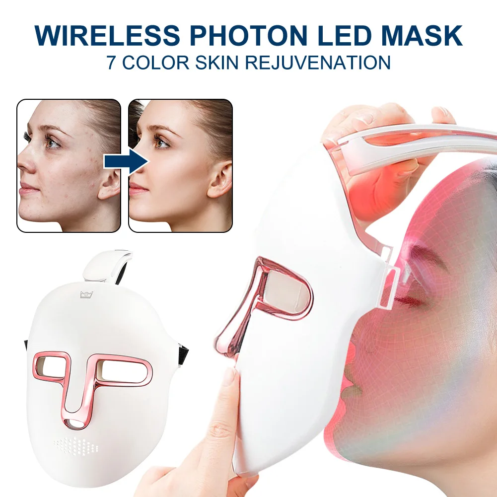 

7 Colors Wireless LED Face Mask Photon Therapy Face Mask Anti Acne Wrinkles Removal Skin Rejuvenation Facial Mask Skin Care Tool
