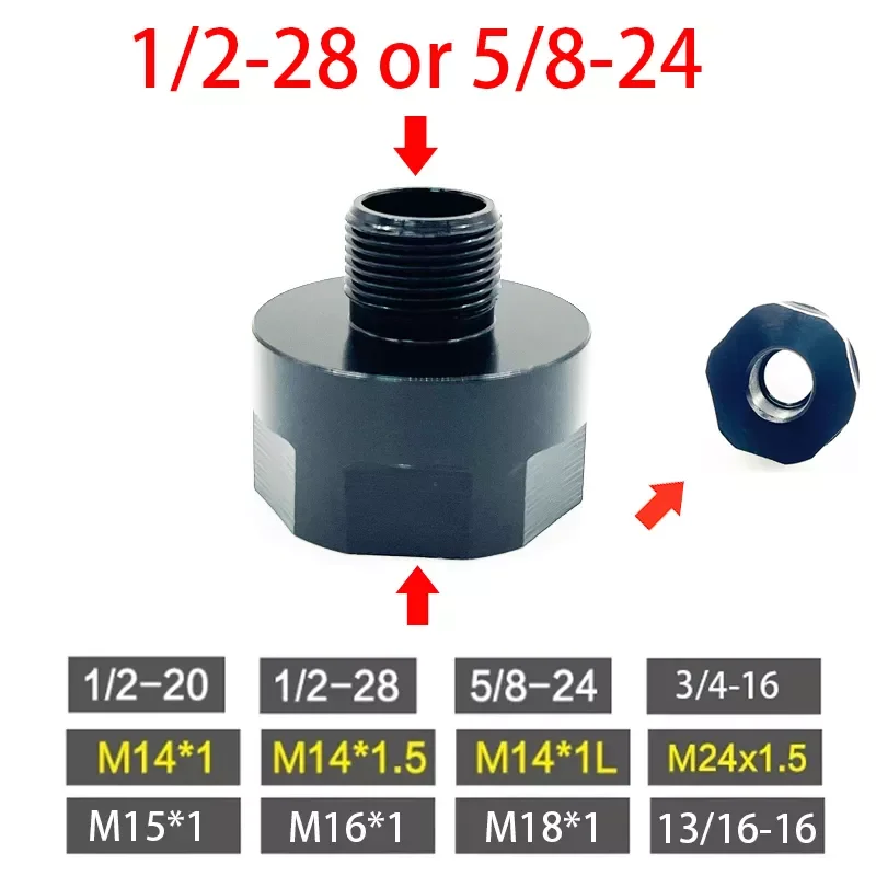 Car accessories Para Auto M18X1 M24X1.5 1/2-28 5/8-24 1/2-20 M14X1 M14X1L M14X1.5 to 1/2-28 5/8-24 Barrel End Threaded Adapter