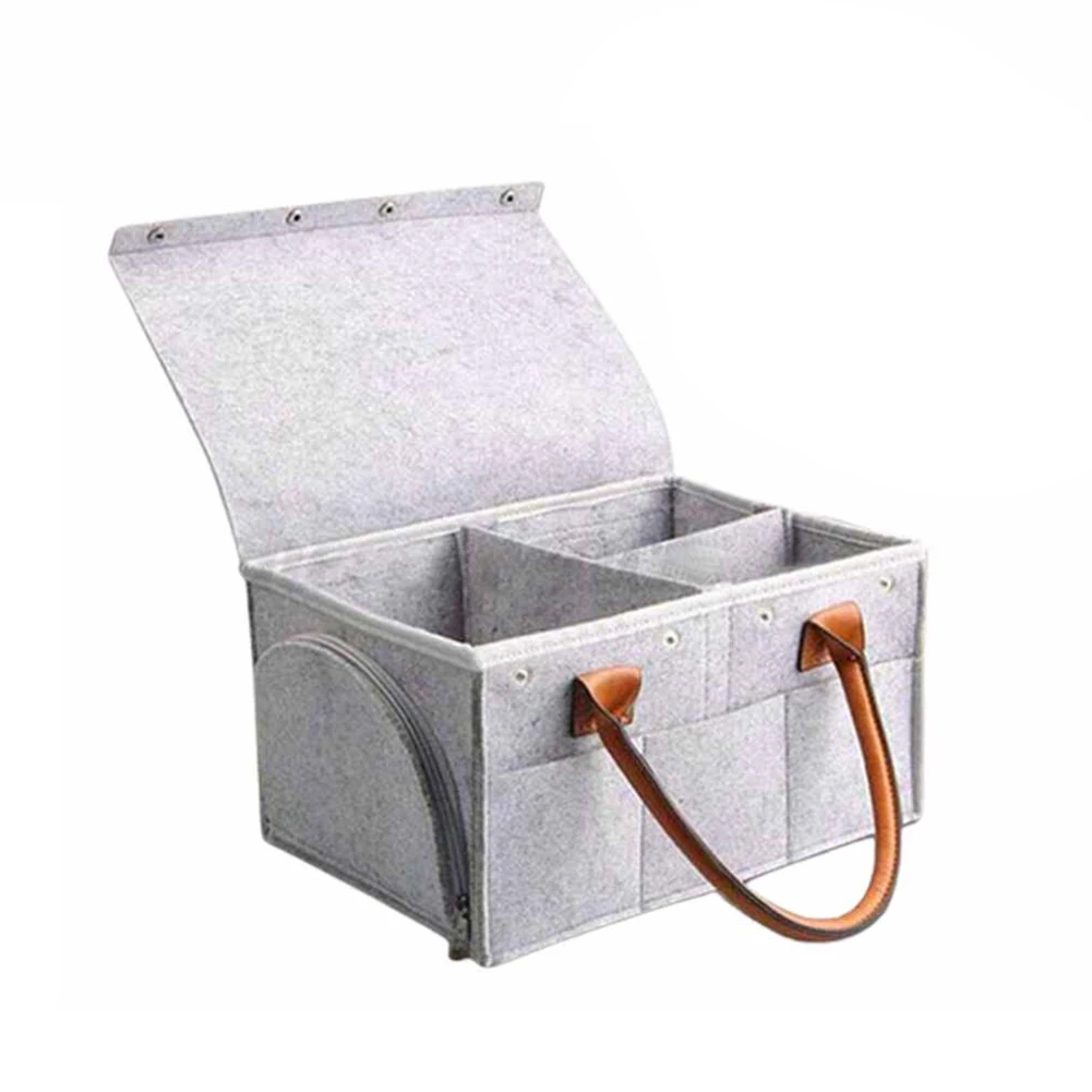 

Baby Diaper Organizer Caddy Nappy Kids Storage Carrier Bag Grey Felt Diaper Bag Multifunctional Folding Storage Basket