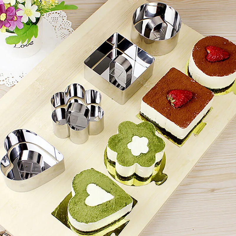 

Cheesecake Mold Cookie Molding Stainless Steel Square Heart-Shaped Pudding DIY Bakeware & Tools Baking Pastry Mould Cupcake DIY