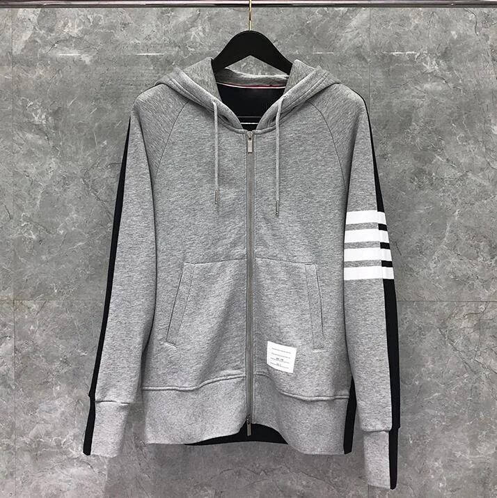 

2023 Fashion Luxury Brand hooded TB Men Sweatshirts Hoodies Male Casual Sportswear Coat Contrast Color Patchwork Mens Clothing