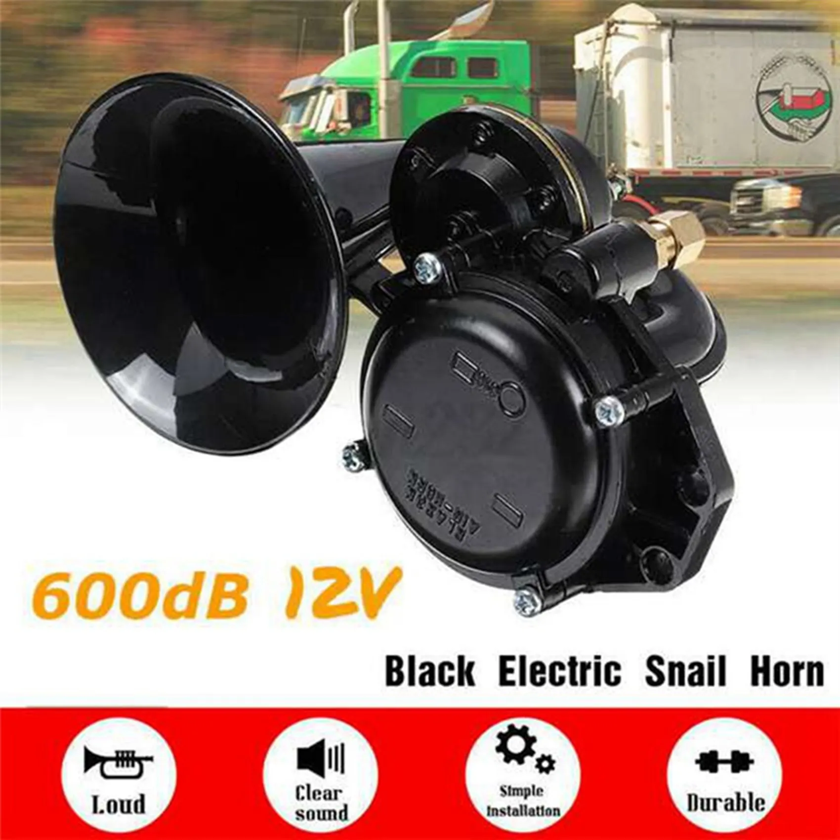 

12V/24V Auto Air Horn Loud Truck Trumpet Air Horn with Electric Valve Flat for Car Vehicle Trucks Bus Van Train