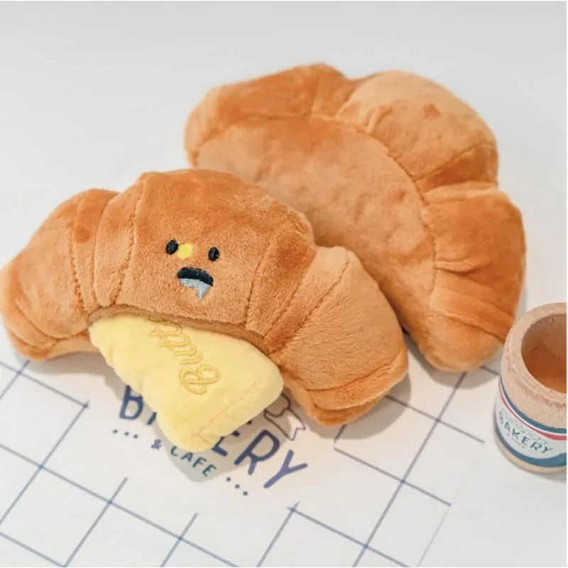 

Hidden Food Sniffing Toy Squeaky Dog Toy Interactive Plush Toy Dog Chew Toy Pet Toys Croissant Bread Squeaking Sound Plush Toys