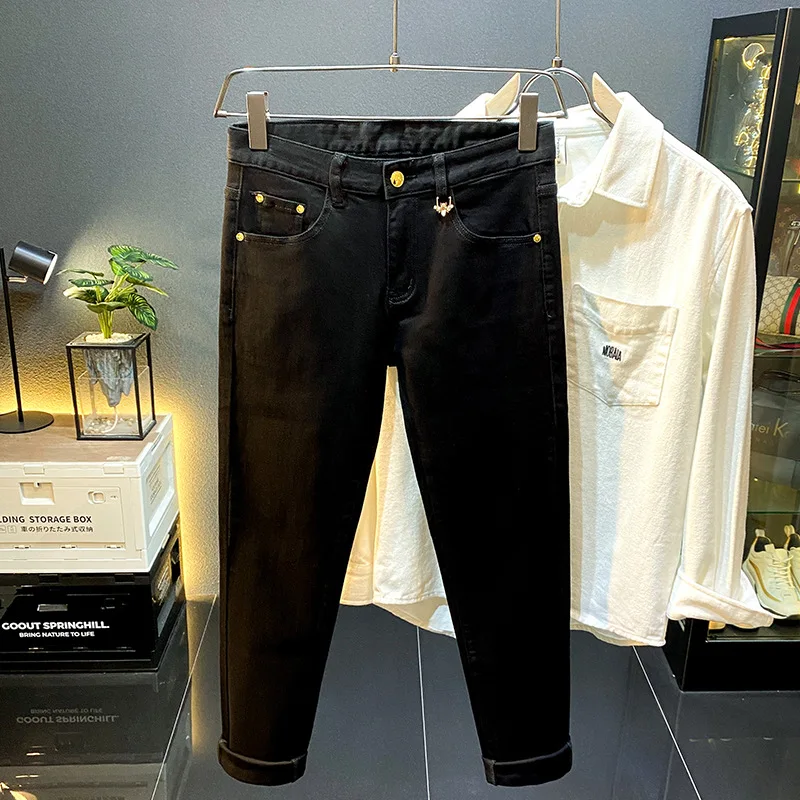 Высококачественные повседневные Черные джинсы мужские осенние 2024 Новые
