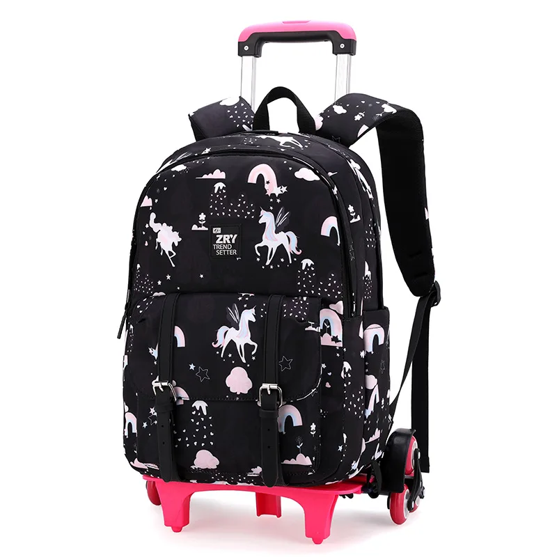 Trolley Children school bags for Girls with wheel Detachable Backpack Kids travel luggage book bag Schoolbag Mochilas Escolares