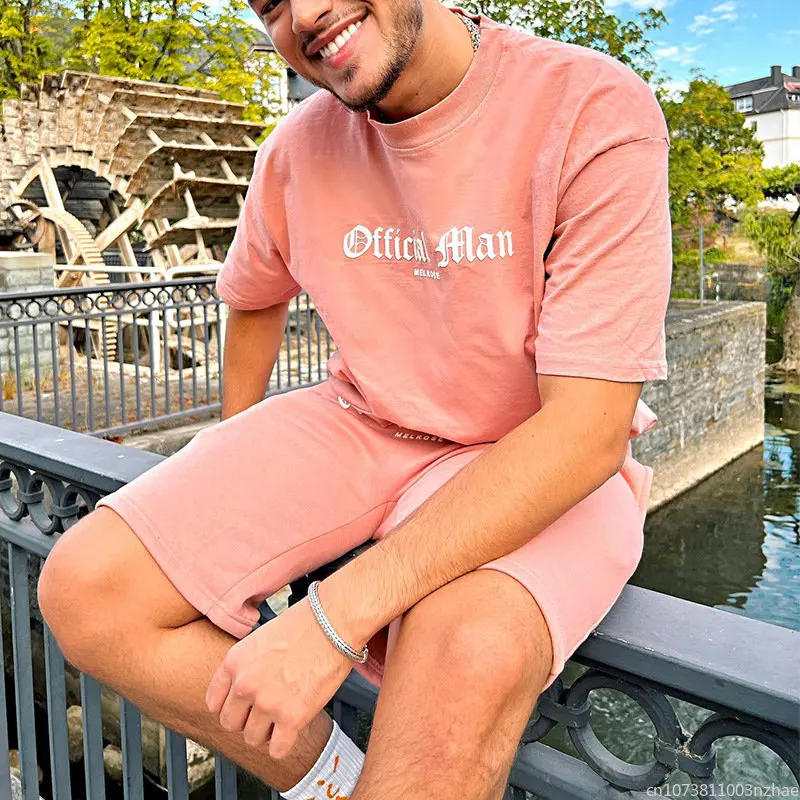 2023 New Summer Leisure Trend Youth T-shirt Short Sleeve Shorts Fashion Set Street Men's Clothing  Suits for Men