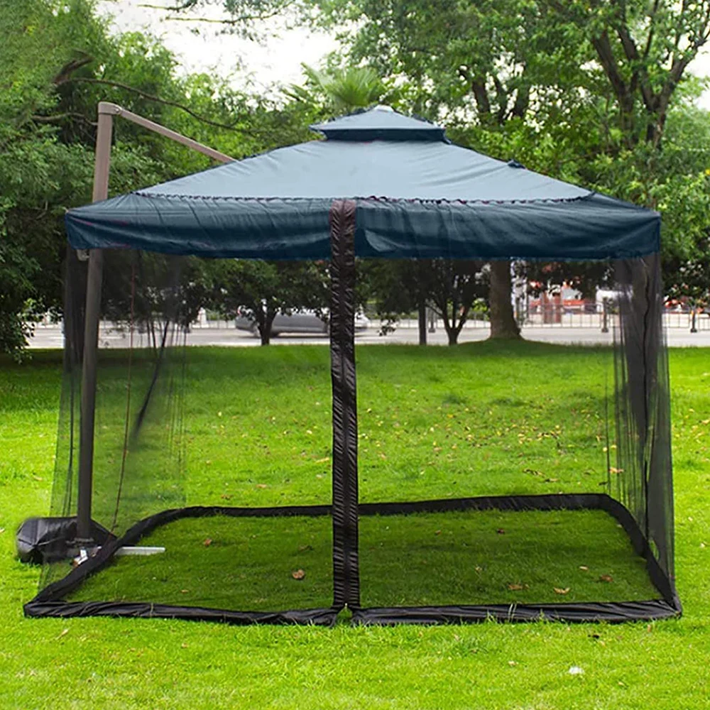 

3 x 3 x 2.3m Outdoor Mosquito Roman Umbrella Mesh Netting Mosquito Insect Net Double-door Umbrella Tent Zipper Door Adjustable