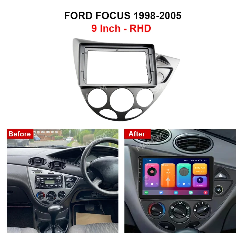 SM dla FORD FOCUS 1998-2005 rama radia samochodowego panel stereo zestaw wykończenia montaż deski rozdzielczej instalacja multimedialna Fascia