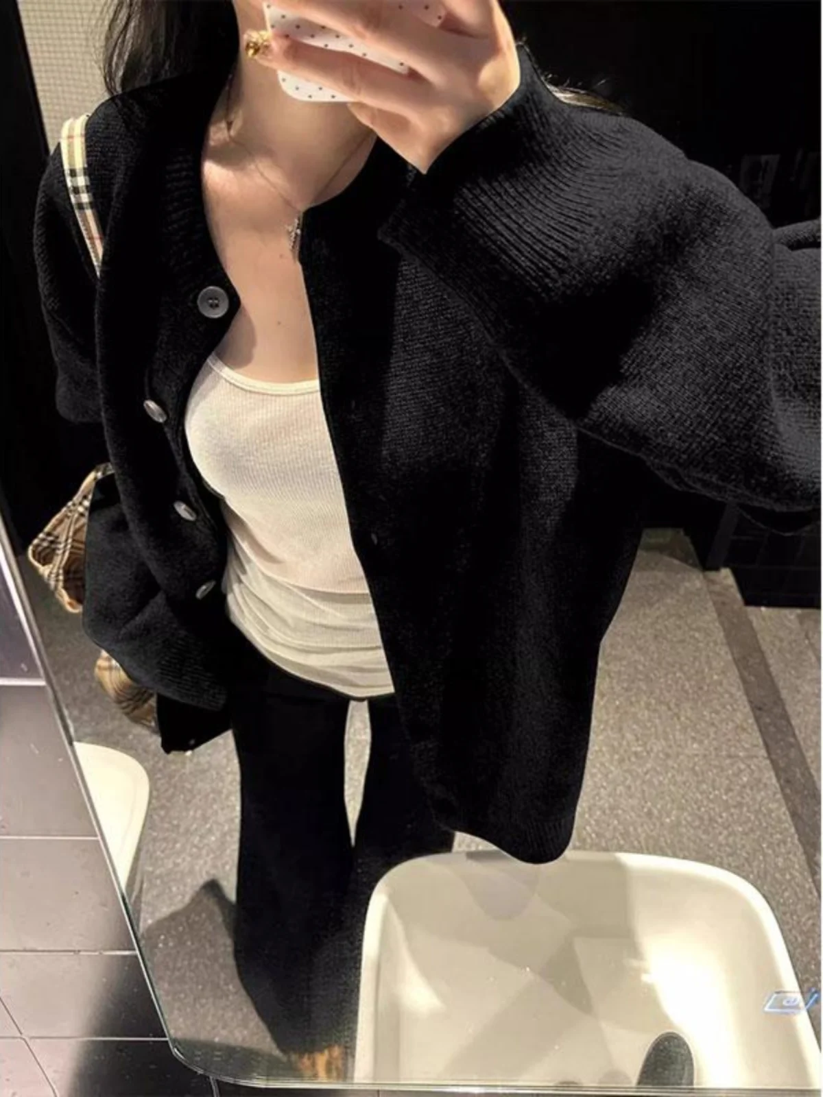 Серый вязаный кардиган для женщин новинка 2024 осенний свободный повседневный