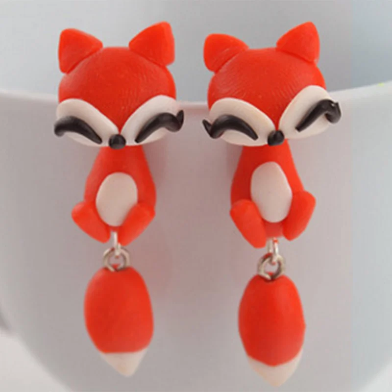 

Handmade Fox Polymer Clay Earrings Cartoon Fox Earrings Cute Animal Earrings Suitable for Female Girls To Give Children Gifts