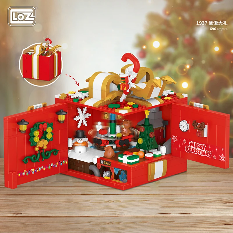 Building Block Diy Snowman Christmas Tree Bear Girls Gift Box Friends Toys For Children Kids