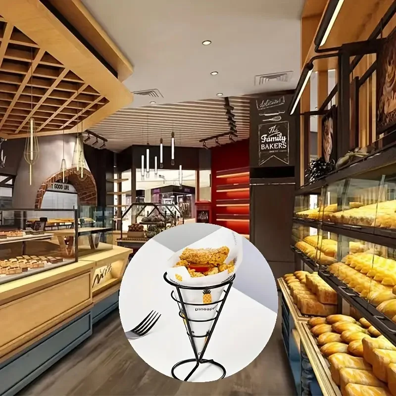 Черная Железная конусная подставка для рыбы и чипсов 1 шт.