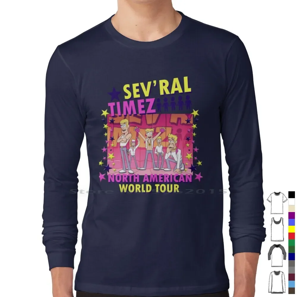 Фото Футболка Sev'ral Timez Tour из 100% хлопка Sevral Times Several Times Boy Band Funny Worlldd Tour Футболка с короткими рукавами и длинными рукавами №4