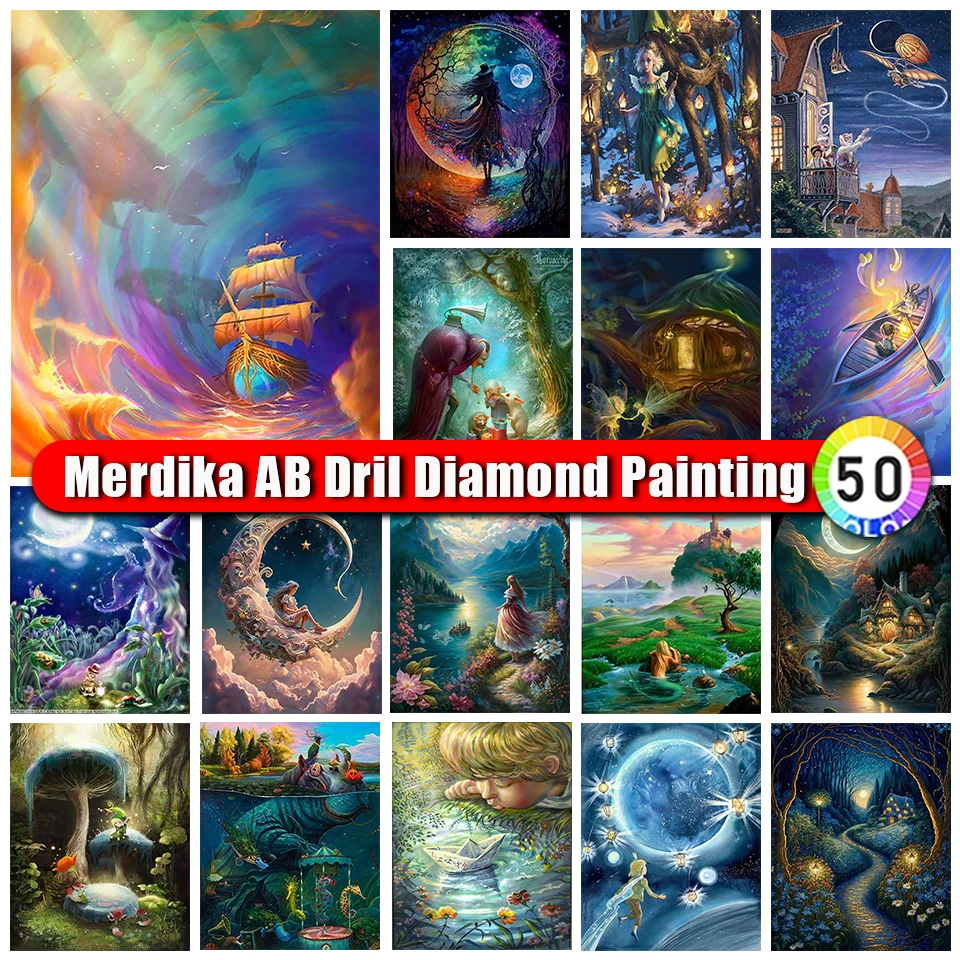 Merdika сумка на молнии 5D AB алмазная живопись Diy для детей подарок квадратная и