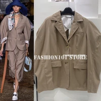 luxury designer high end fall runway branded women blazers clothes exaggerated origami shoulder long sleeve casual blazers coat