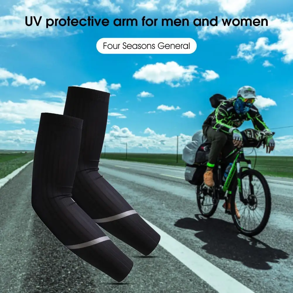

Stretch Fabric 1 Pair Breathable Sun Protection Arm Sleeves Safety Arm Protection Sleeves Ribbed for Running