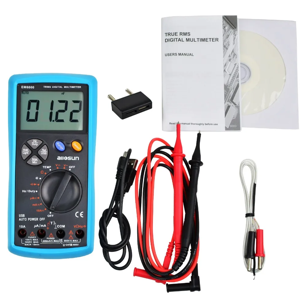 

USB Interface Multimeter Tester Test True-RMS AC/DC Current Voltage Resistance Capacitance Diode Temperature Duty Cycle Meter