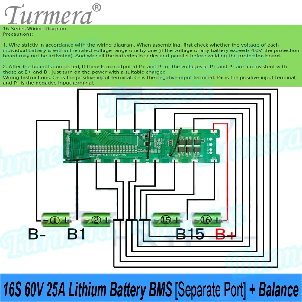 Фото 16S 60V 25A литиевая батарея BMS с отдельным портом и балансировочной сварочной платой для 18650 21700 Diy E-Scooter E-bike Batteries Use Turmera №3