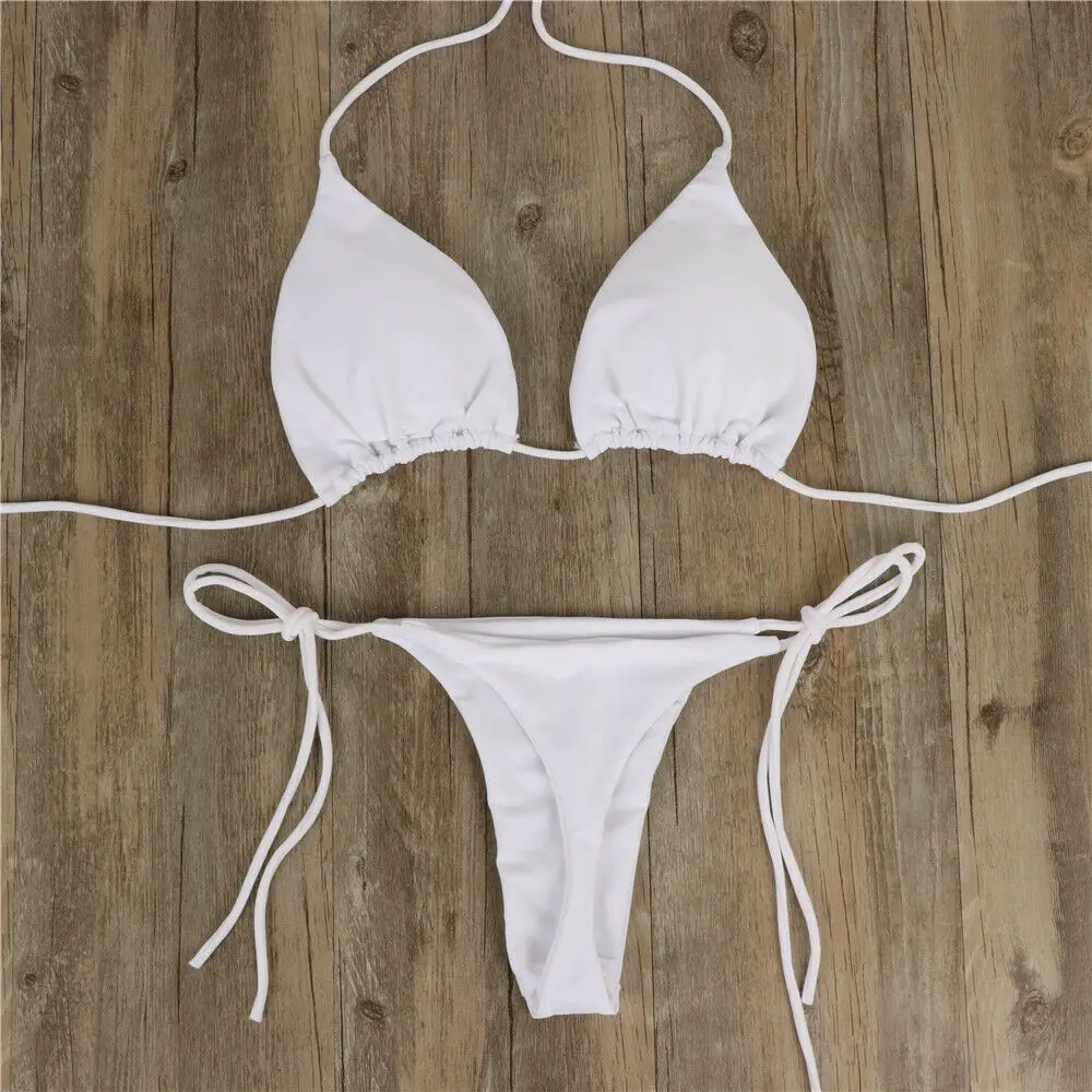 

Hot Sell White Swimsuit 2023 Women Sexy Bikini Set Push-up Bra Thong G-String Two Pieces Swimwear Beachwear Bathing Suit Femme