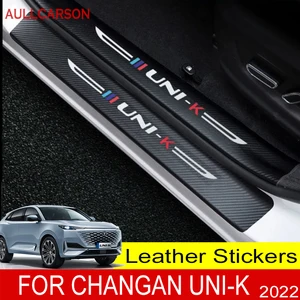 For Changan Unik Uni-k 2022 2023 Car Door Sill Leather Stickers Protection Plate Carbon Fiber Thresh