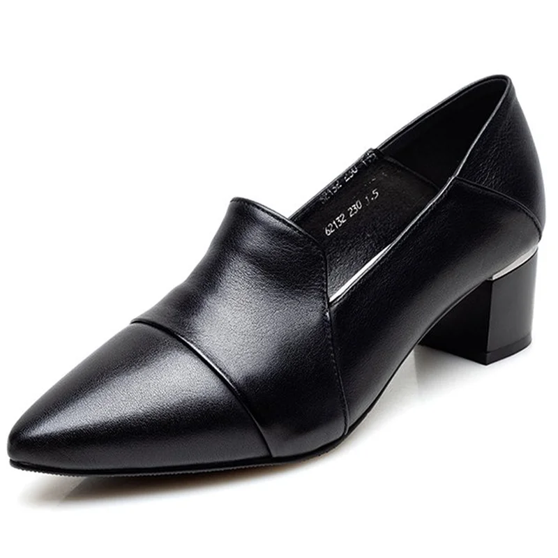 SIKETU medium heel leather shoes Woman Shoes Medium Heel Ladies Women's Shoes Heels Comfort Women Pumps  Black  New