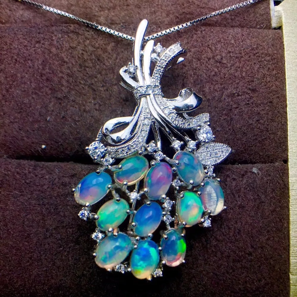 

seniorPendant Brooch dual purpose style 925 Silver Natural opal transform color super beautiful natural gemstone pretty