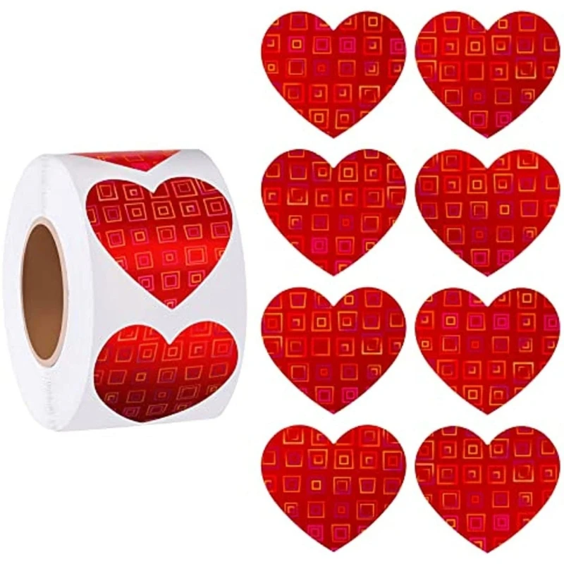 

500Pcs/roll Heart Shape Stickers, Love Shaped Labels, Self-Adhesive Stickers for Gift Tags, Envelope Seal, Gift Package