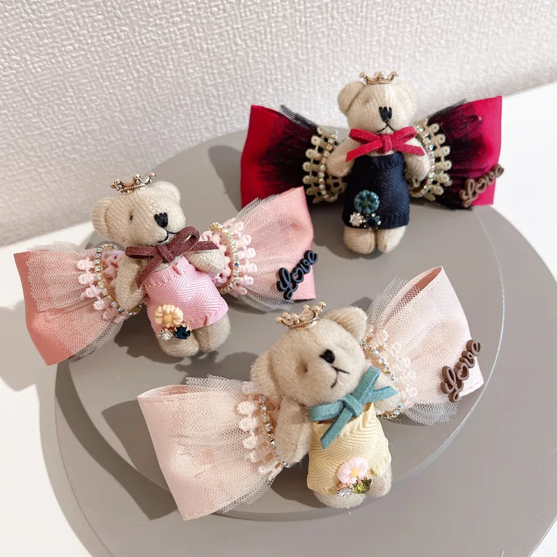 

Bear Crown Barrette for Women Girl Bowknot Hair Clip Cute Hairpin Wholesale Drop Shipping