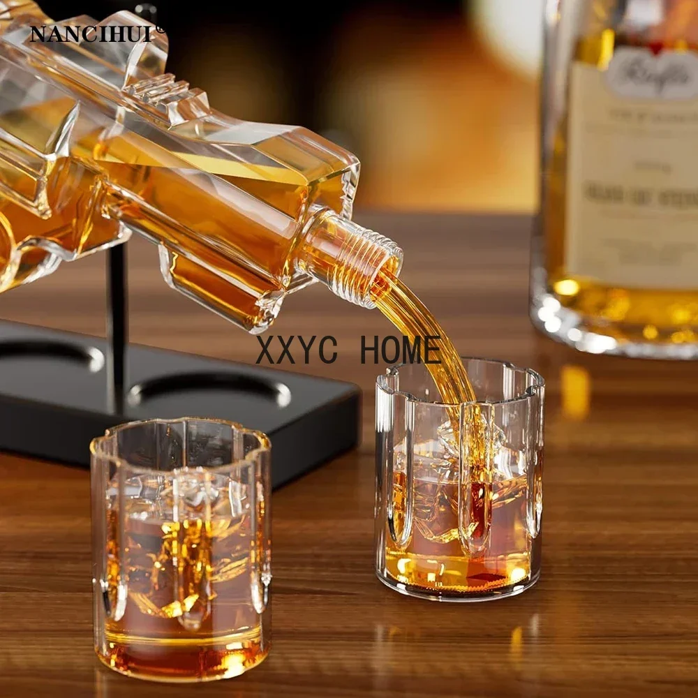 Juego cantador cristal revólver dispensador winkel контенedor bebida bar botella vidrio en forma