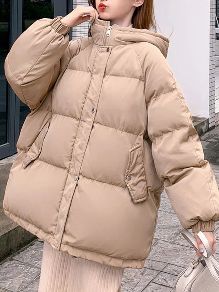 

Women Puffer Parkas Hooded Winter Jacket Korean Fashion Thick Casual Down Coat Female Loose Padded Jackets Oversize Outerwear