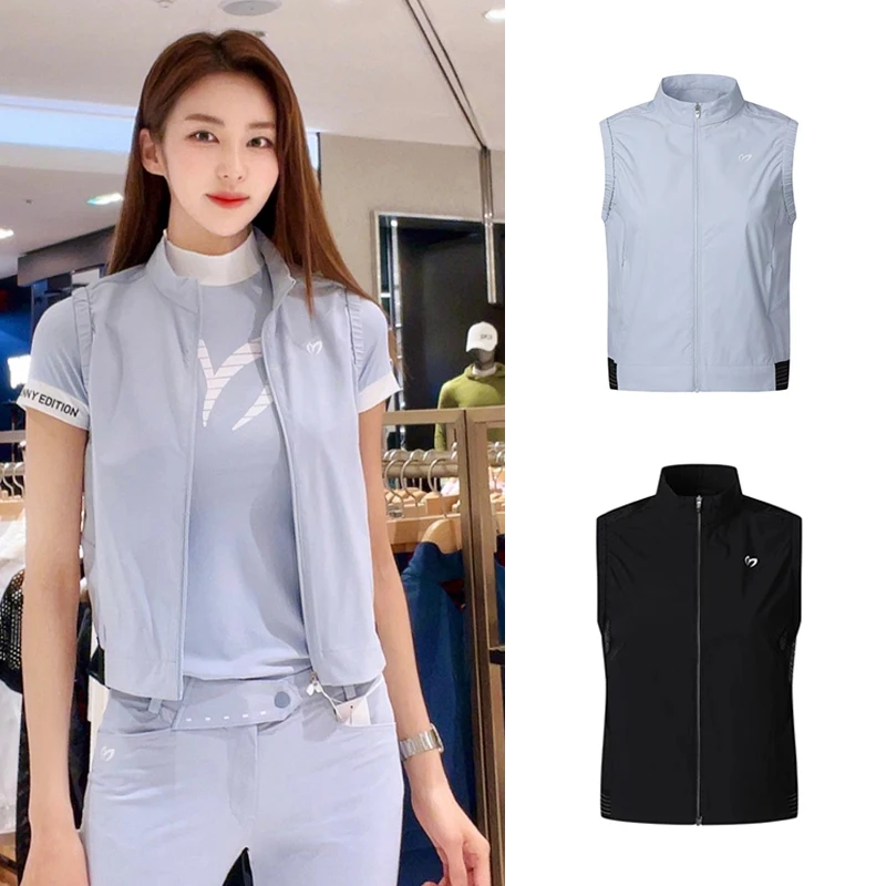 

New Spring and Autumn Golf Clothing Vest Jacet Short-sleeve Fashion Slim Korean Outfit Golf Women's Sleeveless Top