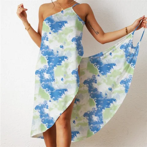 Женская пикантная пляжная юбка, летний купальник на бретелях, накидки для купания, Женская Солнцезащитная юбка для плавания с принтом
