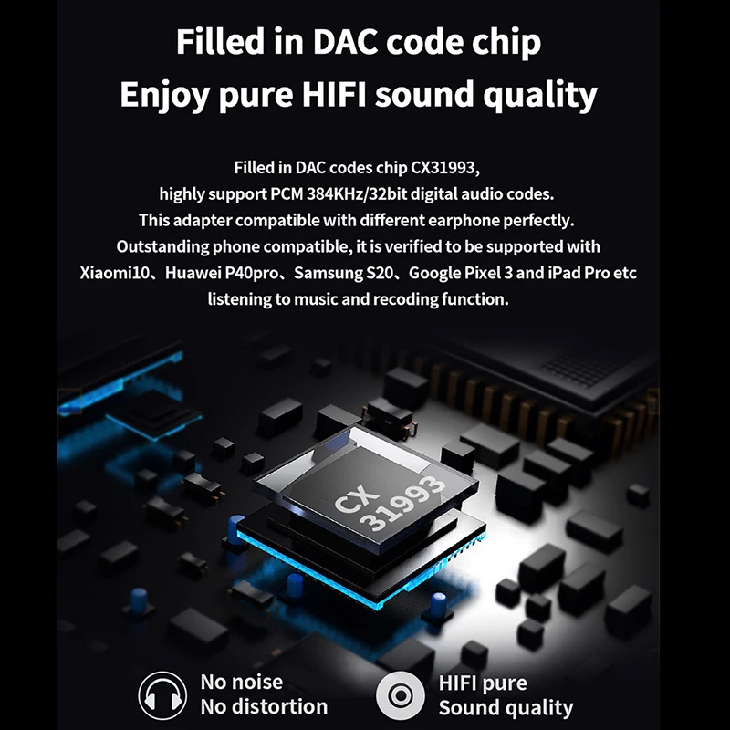 Переходник CX31993 с Type c на 3 5 мм аудиокабель lightning DAC наушники PCM 32b/384kHz для адаптера