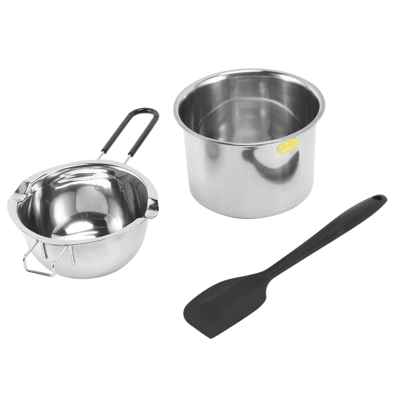 

2X Double Boiler Pot Set Stainless Steel Melting Pot With Silicone Spatula For Melting Chocolate,Soap,Wax,Candle Making