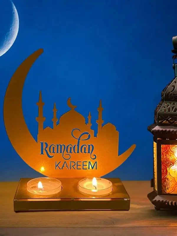 

Moon Candle Holder Eid Decorative Metal Candle Holder Eid Home Table Moon Candlestick Decor Bedroom Festival Party Candlestick