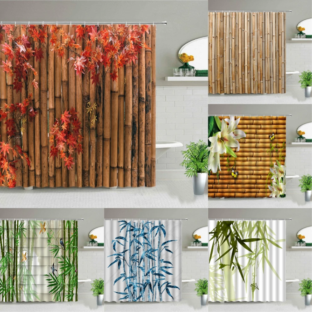 

Shower Curtain Bathroom Accessories Kids Green Bamboo Landscape Bathroom Shower Curtain Home Decor Bathroom Waterproof Curtain