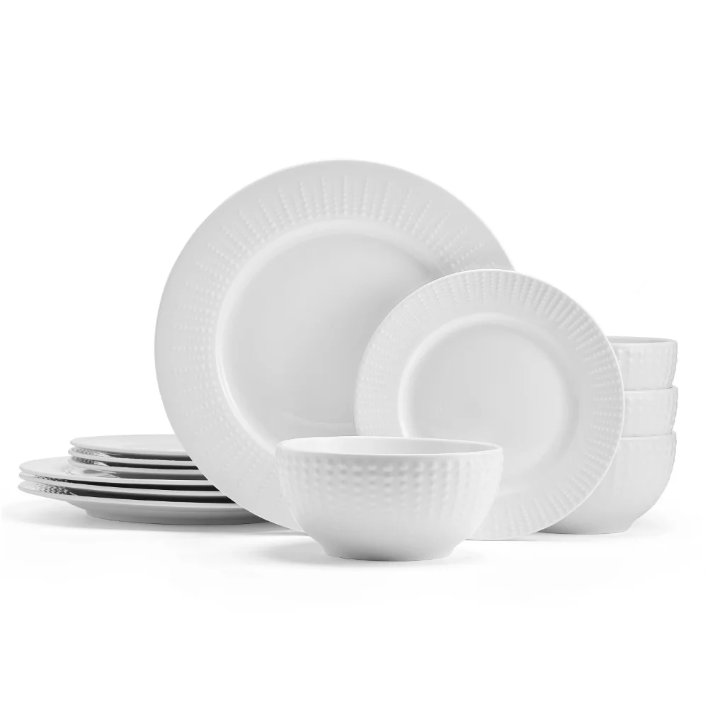 Embossed Porcelain In White